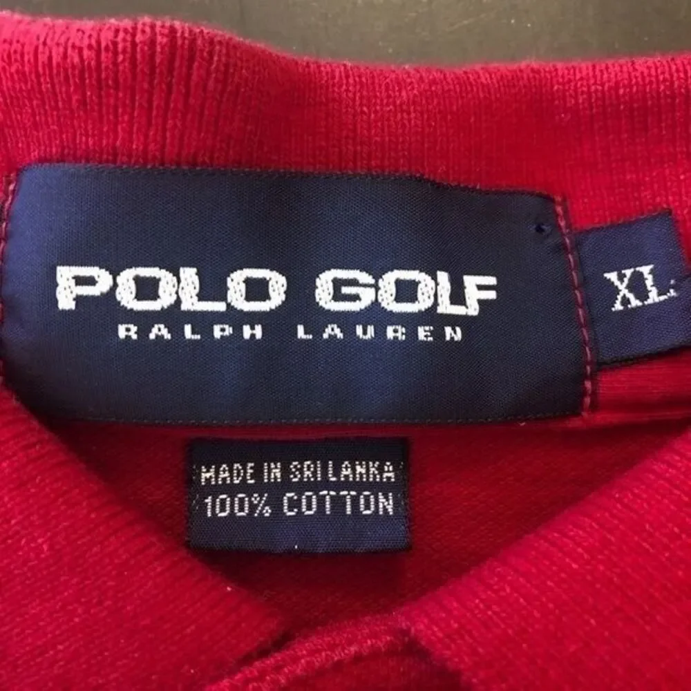 Polo Golf Ralph Lauren Men's XL/Large Red Knit‎ Long Sleeve 1/4 Button Polo